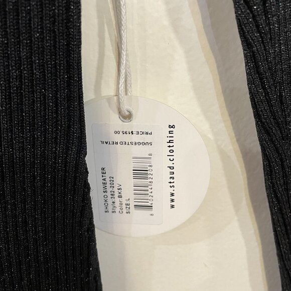 Last Chance! New Staud Shoko Glitter Ribbed Colorblock Dress Black Silver L $195 - Picture 8 of 9